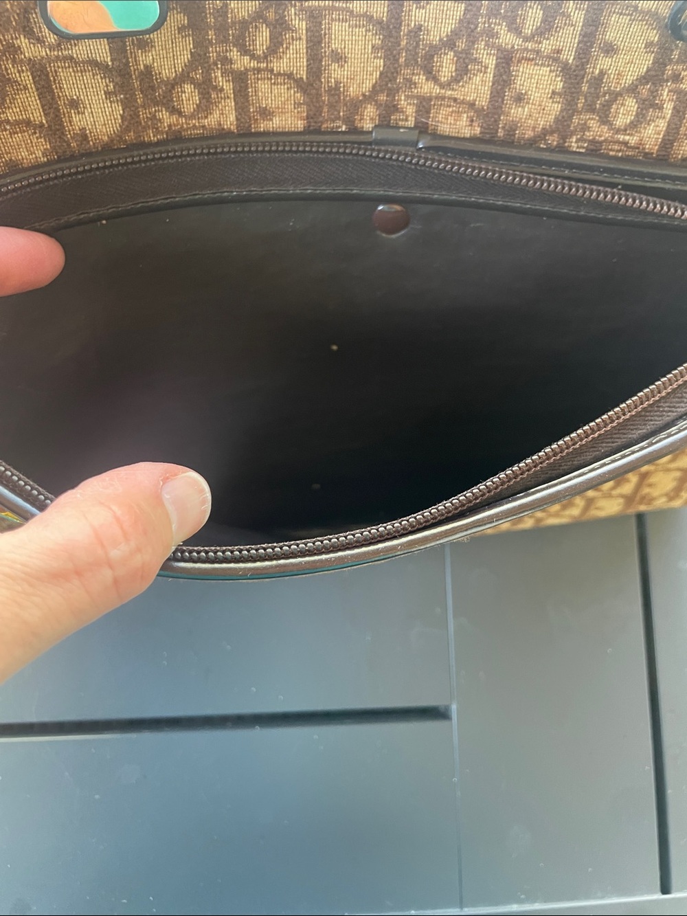 Rare Dior Brown Monogram Canvas Tote with Dark Brown Trim - Picture 7 of 12